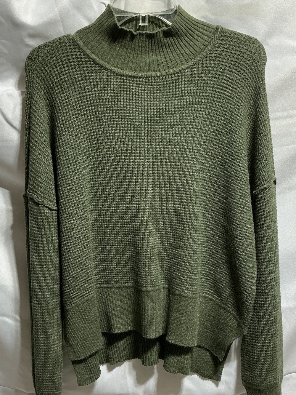 Cyrus WOMENS SMALL Olive Green Waffle-Knit Mock Neck Sweater NWOT
